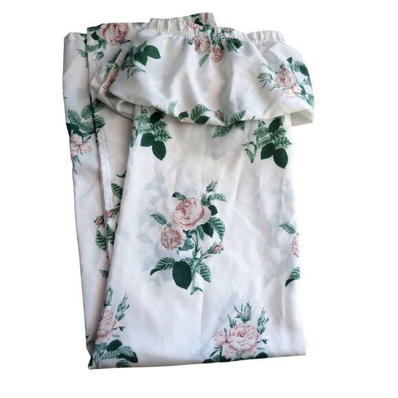 Vintage Swiss Polka Dot Floral Fabric Shower Curtain Blouson Valance by JCP - Picture 1 of 10